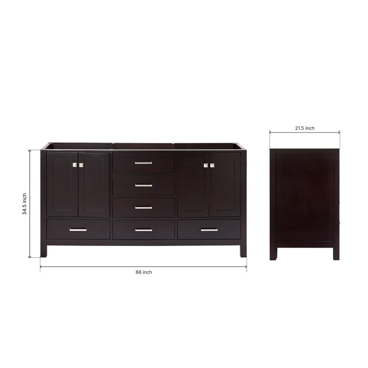 Espresso 66'' Double Freestanding Bathroom Vanity Base