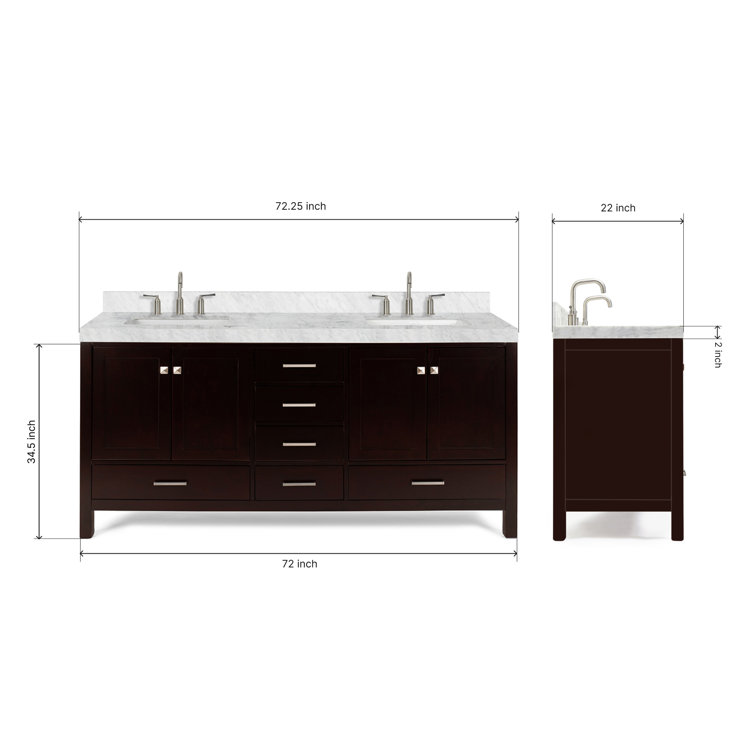Espresso Wood Double Freestanding Vanity with Carrara Marble Top