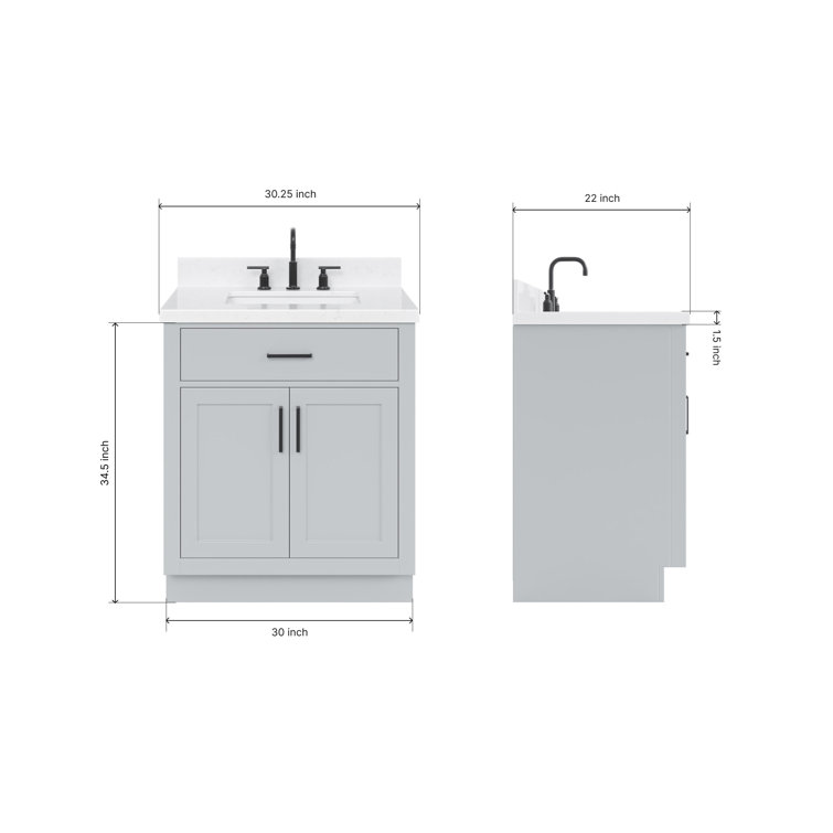 Hepburn 30" Grey Freestanding Single Basin Vanity with Quartz Top