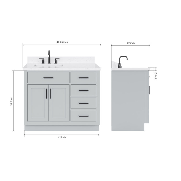 Hepburn 42" Gray Hardwood Freestanding Single Basin Vanity