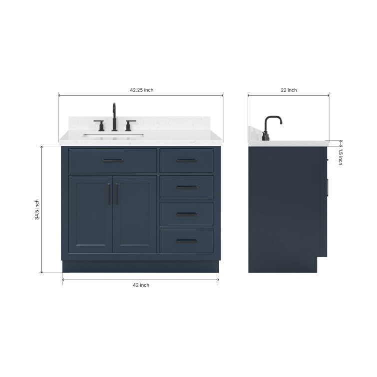 Midnight Blue 42" Freestanding Single Basin Vanity Set with Hardwood Plywood