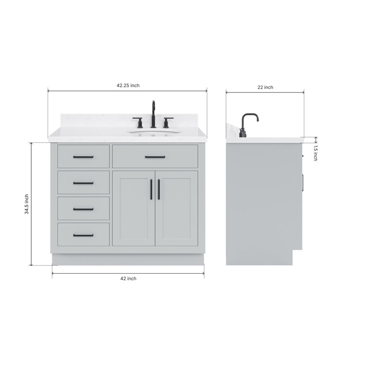 Hepburn 42" Gray Hardwood Freestanding Single Basin Vanity