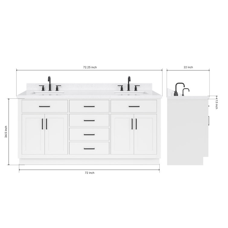Hepburn 72" White Freestanding Double Basin Vanity Set