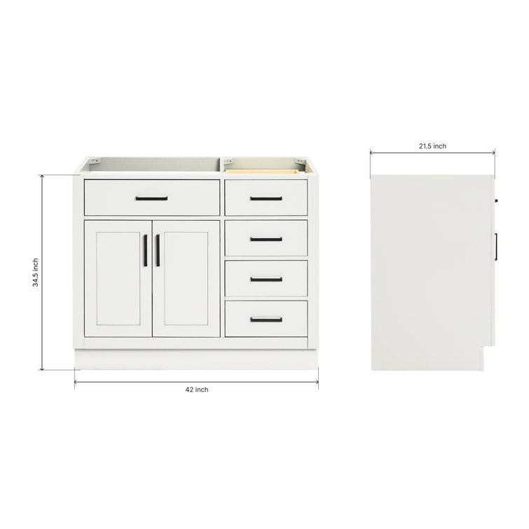 42'' White Wood Freestanding Single Bathroom Vanity Base
