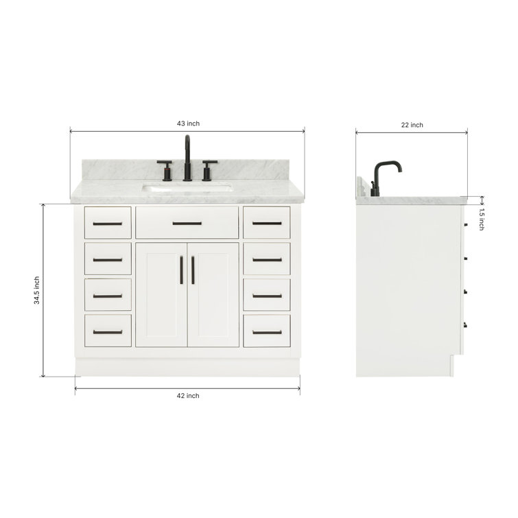 Hepburn 43" White Marble Top Single Basin Vanity