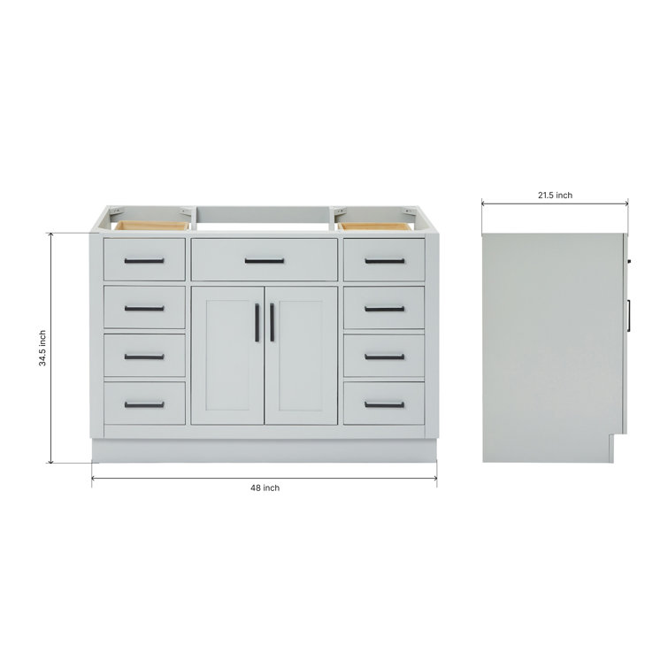 48'' Gray Hardwood Single Freestanding Bathroom Vanity Cabinet