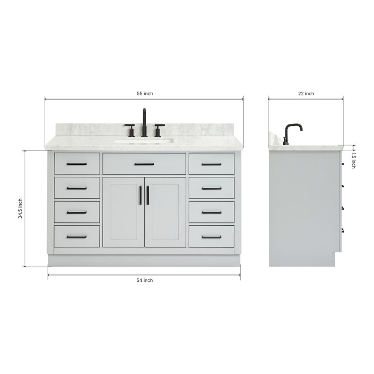 Hepburn 55" Gray Freestanding Single Basin Vanity Set