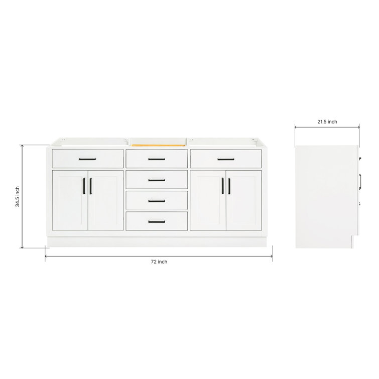 Hepburn 72" White Wood Double Freestanding Vanity Cabinet