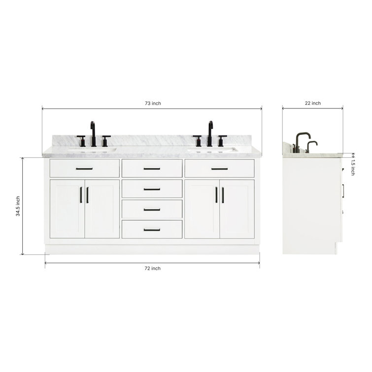 White Double Freestanding Vanity with Marble Top