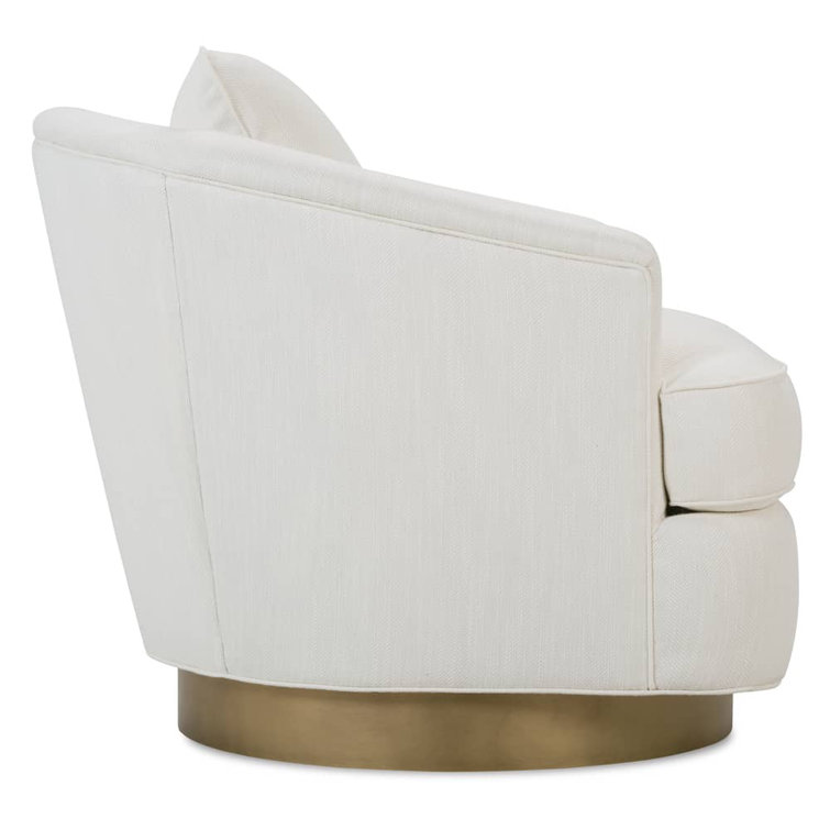 Chalk White Barrel Swivel Armchair with Brass Base