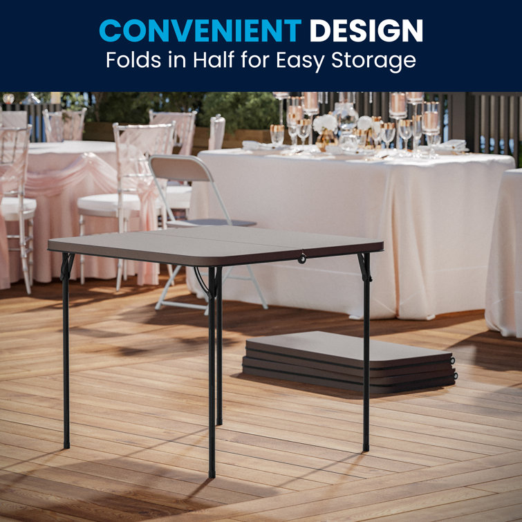 Dark Gray Square Metal and Plastic Folding Table with Handle