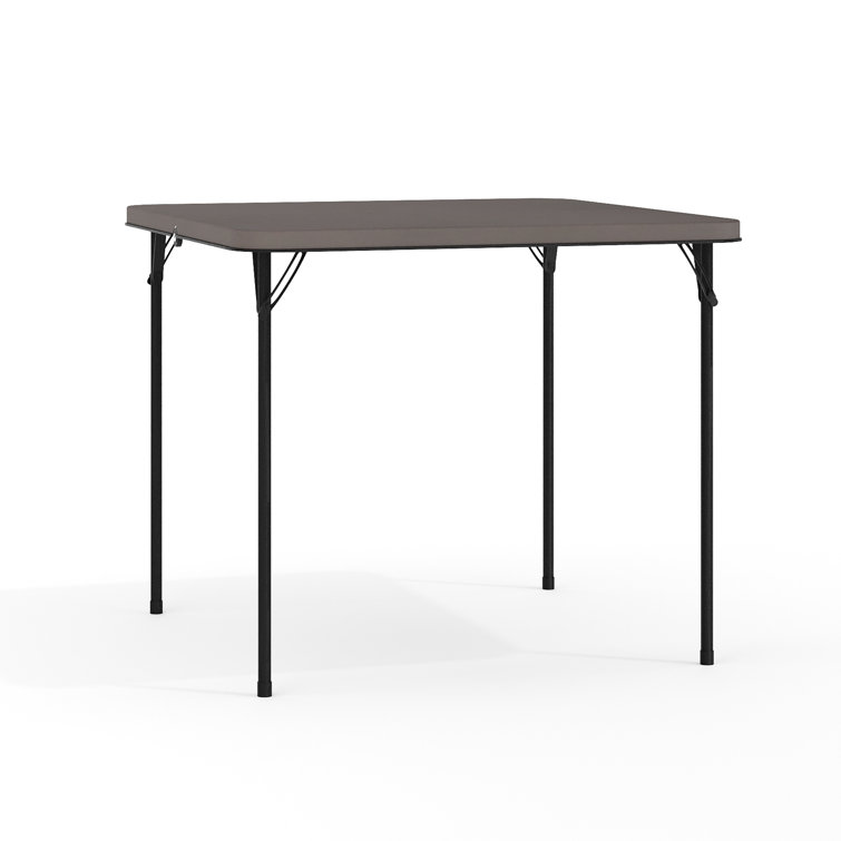Dark Gray Square Metal and Plastic Folding Table with Handle