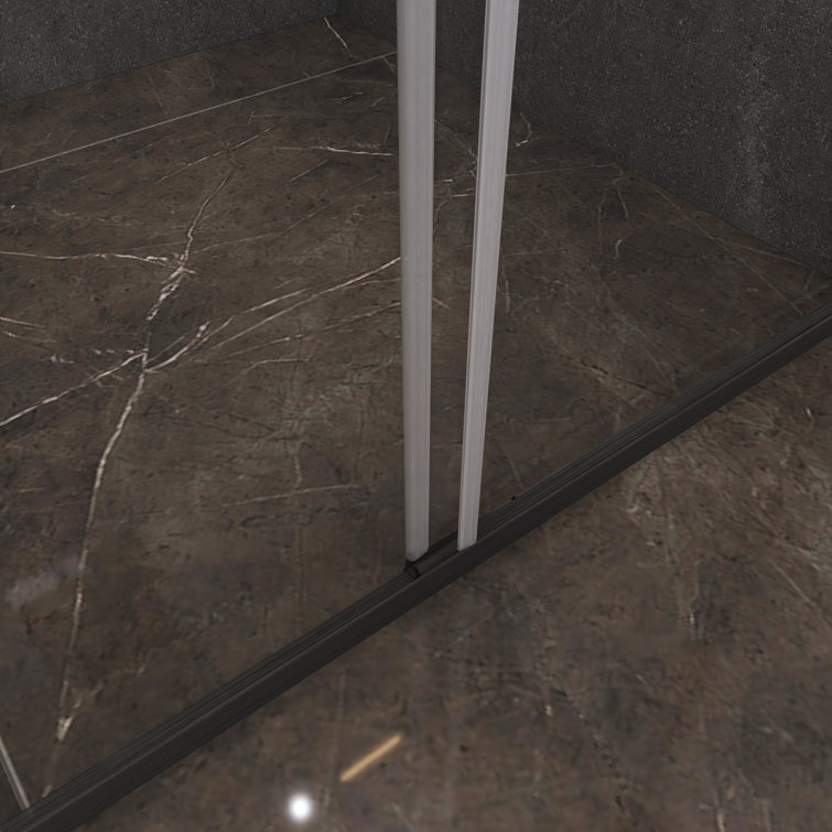48" Black Framed Double Sliding Shower Door with Clear Glass