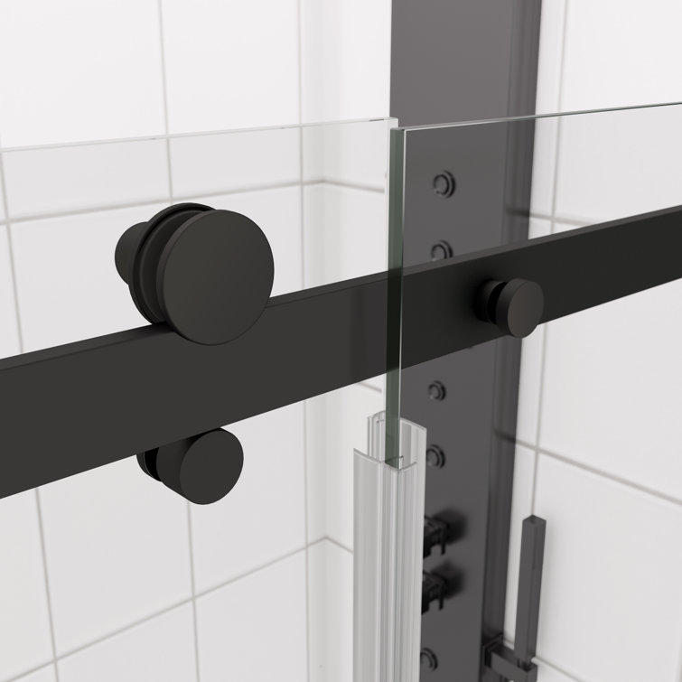 Matte Black Tempered Glass Sliding Shower Door 56-60" W x 58" H
