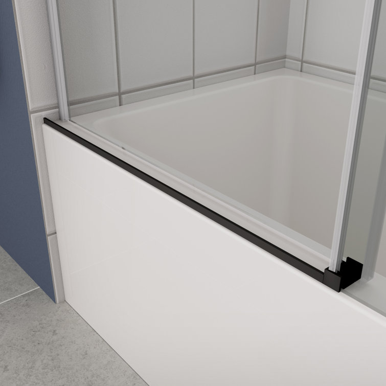 Matte Black Tempered Glass Sliding Shower Door 56-60" W x 58" H