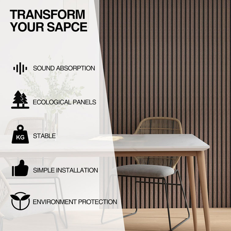 Natural Oak Acoustic Wood Slat Wall Panels, 94.49" x 12.6"