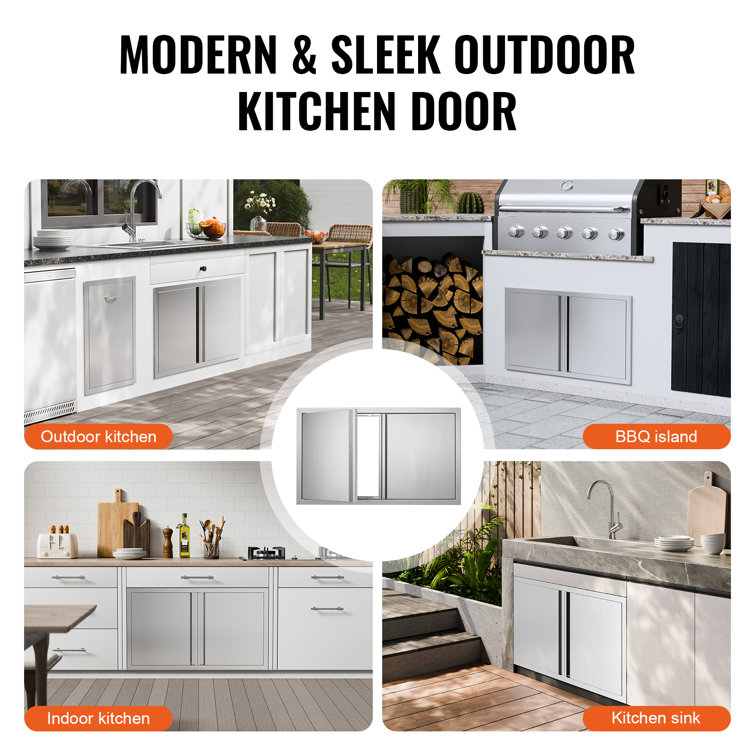 Stainless Steel Double Outdoor Kitchen Access Door 36x21 Inch