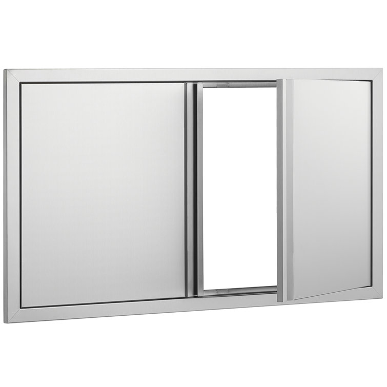 Stainless Steel Double Outdoor Kitchen Access Door 36x21 Inch