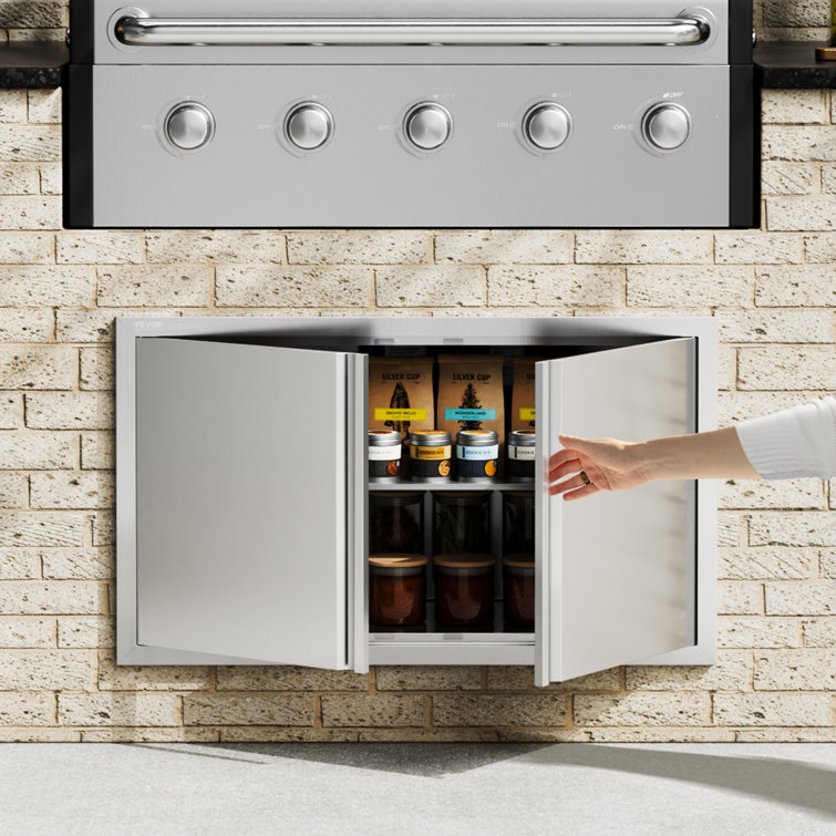 Stainless Steel Double Outdoor Kitchen Access Door 36x21 Inch