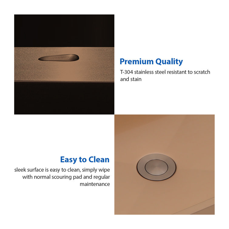 19" Rose Gold Stainless Steel Rectangular Bathroom Sink with Pop-Up Drain