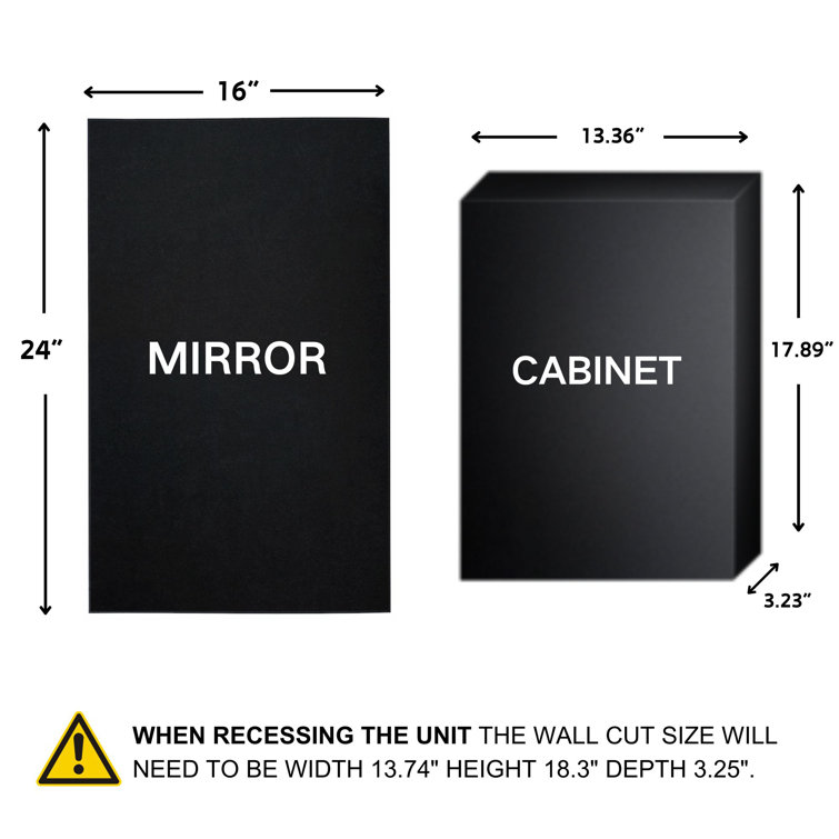 Haddison Chrome 24" x 16" Recessed Medicine Cabinet with Mirror