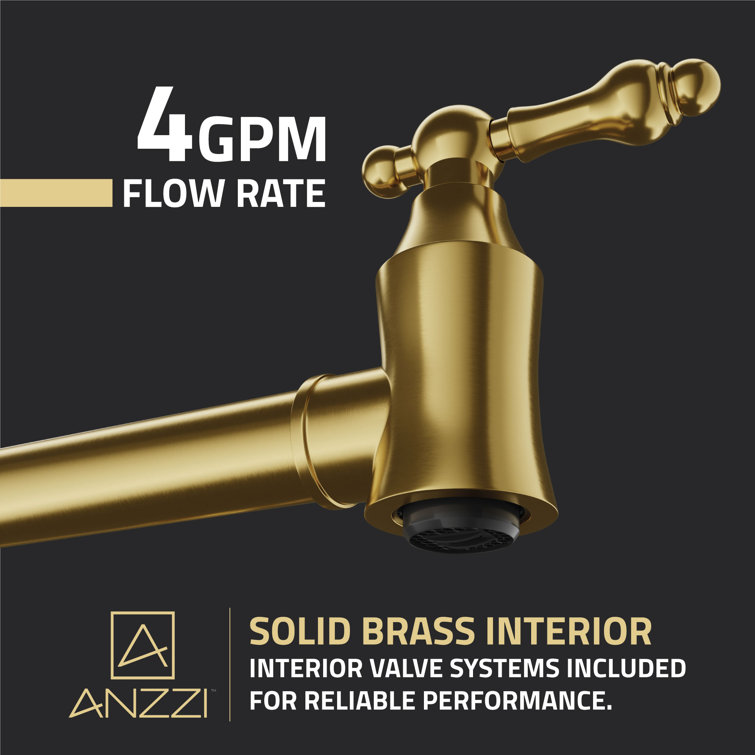 Brushed Gold Stainless Steel Wall Mounted Pot Filler Faucet