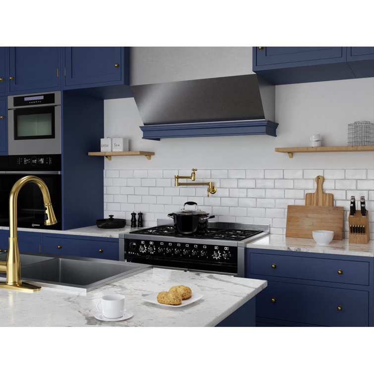 Brushed Gold Stainless Steel Wall Mounted Pot Filler Faucet