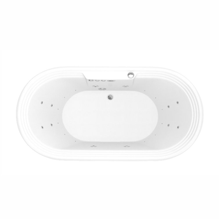 Sofi 67" Freestanding White Acrylic Whirlpool Bathtub with Heater
