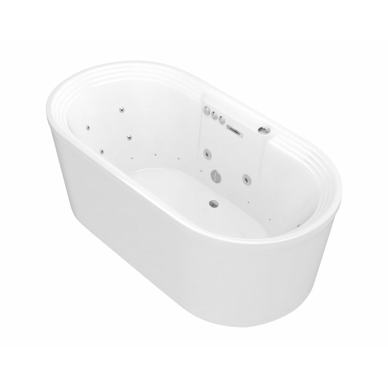 Sofi 67" Freestanding White Acrylic Whirlpool Bathtub with Heater