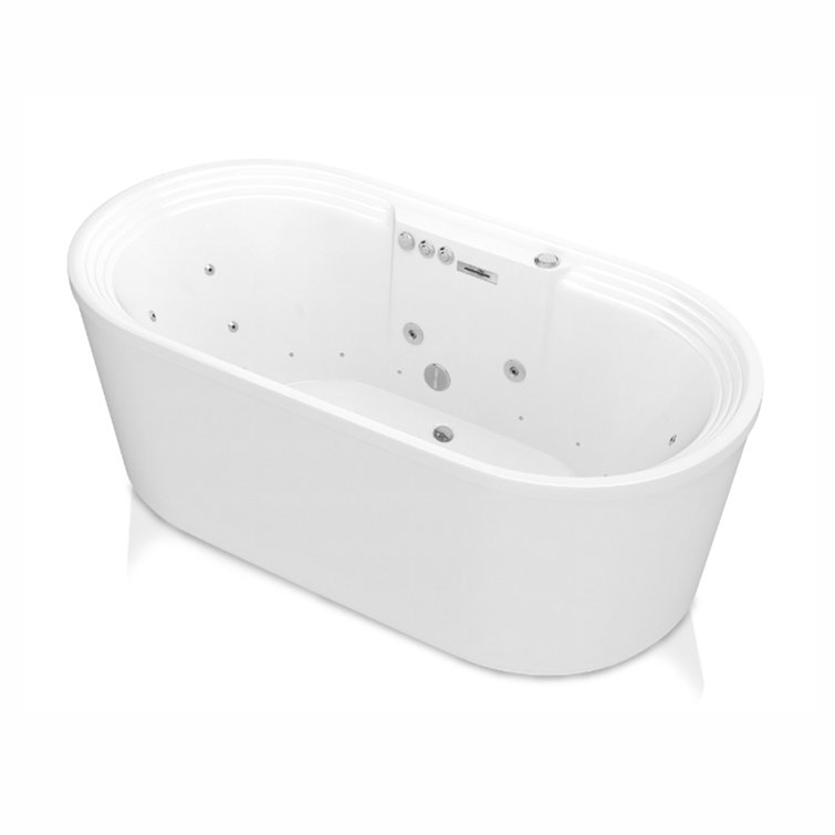 Sofi 67" Freestanding White Acrylic Whirlpool Bathtub with Heater