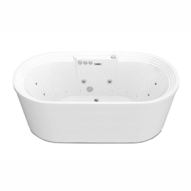 Sofi 67" Freestanding White Acrylic Whirlpool Bathtub with Heater