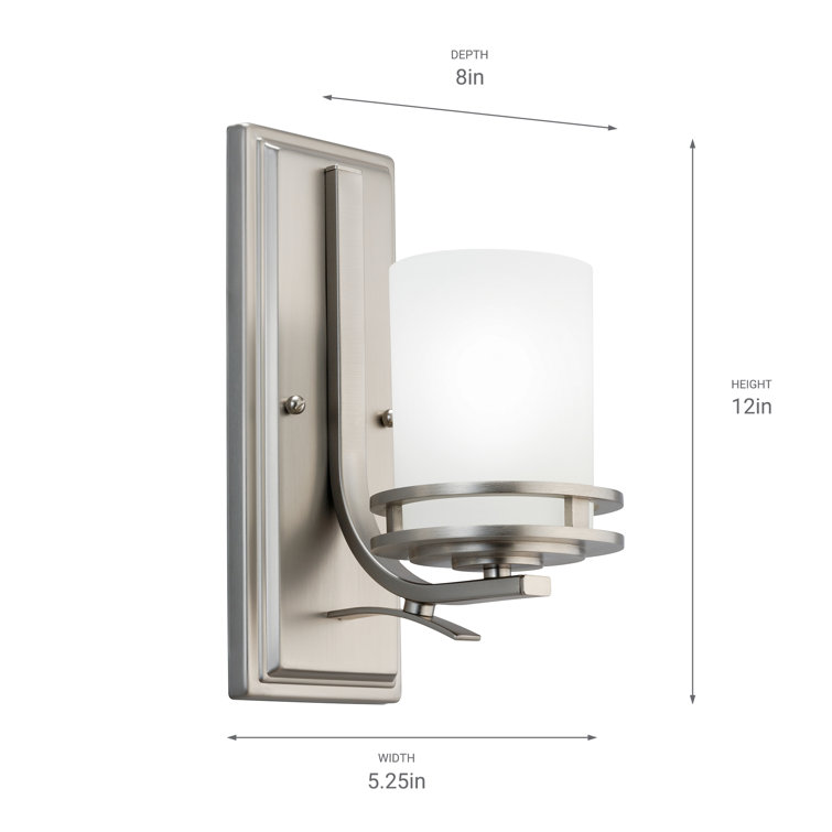 Brushed Nickel Cylinder Wall Sconce with Cream Shade