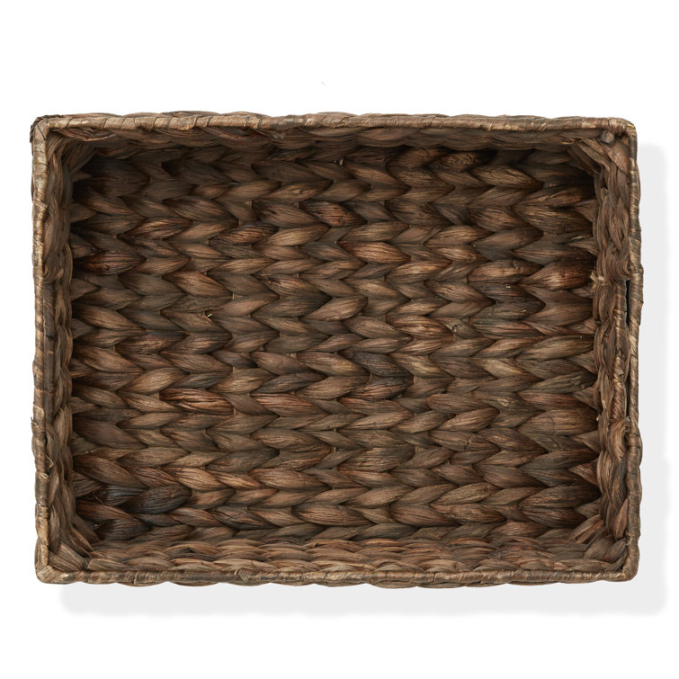 Espresso Water Hyacinth Woven Storage Baskets with Chalkboard Labels, Set of 4