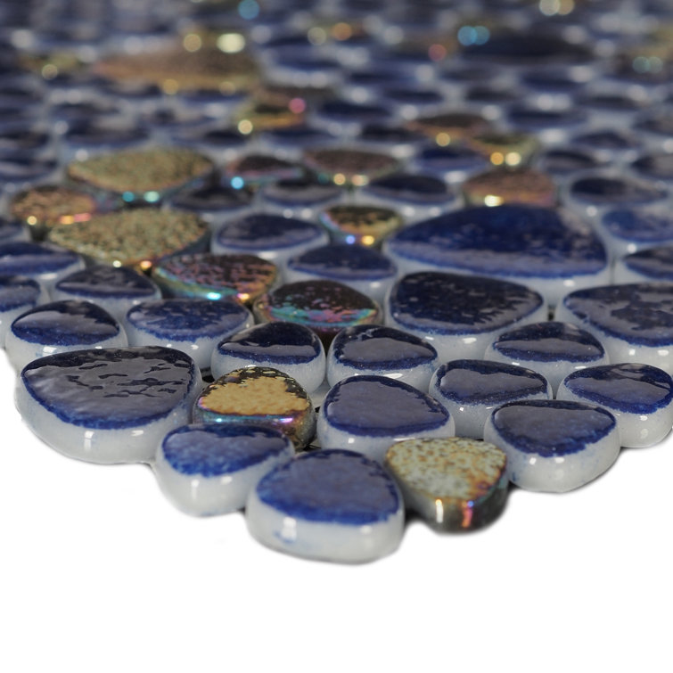 Multicolor 12x12 Glass Pebble Mosaic Tile for Indoor and Outdoor