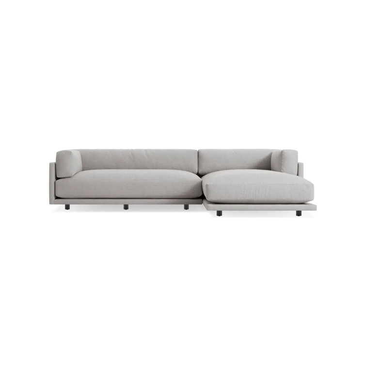 Agnew Grey Cotton Blend Track Arm Sofa with Chaise