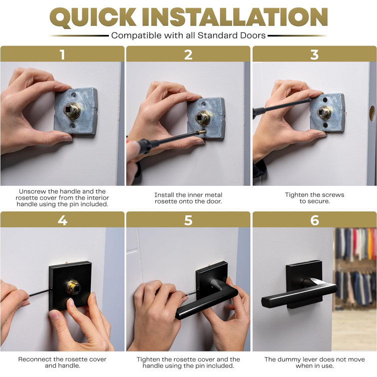 Matte Black Stainless Steel Dummy Lever Door Handle Set