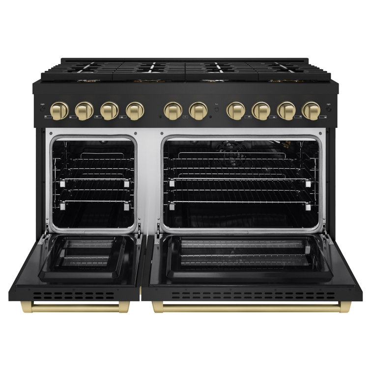 48" Black and Bronze Dual-Fuel Convection Range with Griddle