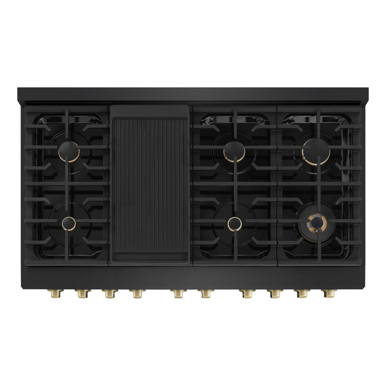 48" Black and Bronze Dual-Fuel Convection Range with Griddle