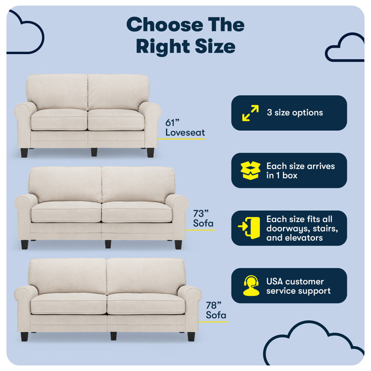 Cream Microfiber Rolled Arm Loveseat with Pillow Back