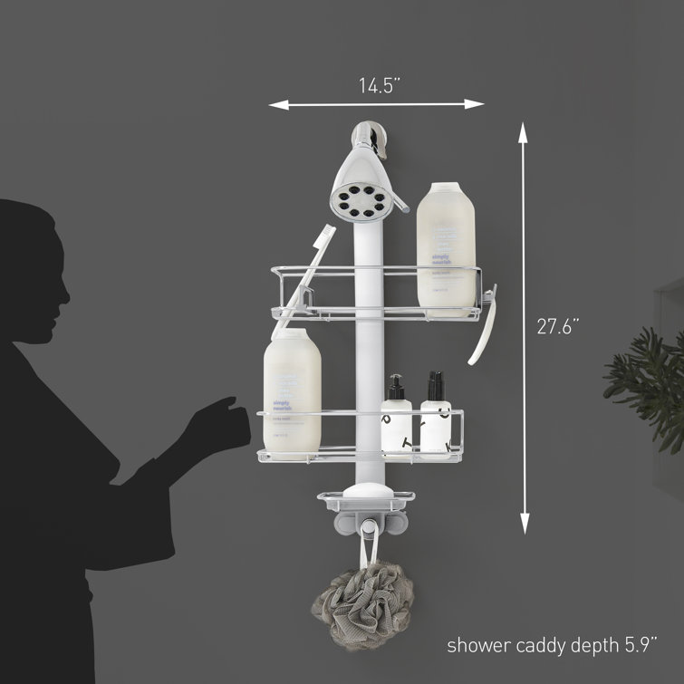 Medium Stainless Steel Adjustable Shower Caddy with Suction Mount
