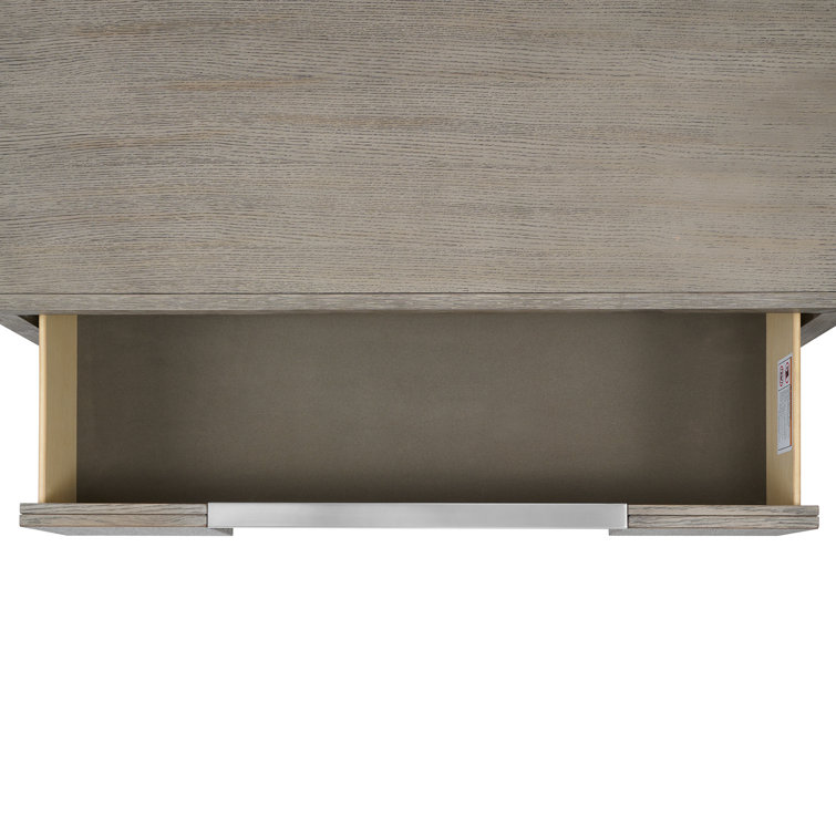 Gray Wood 6-Drawer Dresser with Mirror and Felt Lining