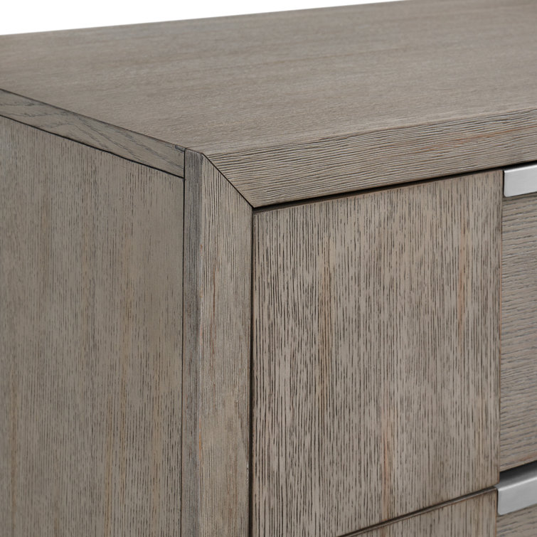 Gray Wood 6-Drawer Dresser with Mirror and Felt Lining