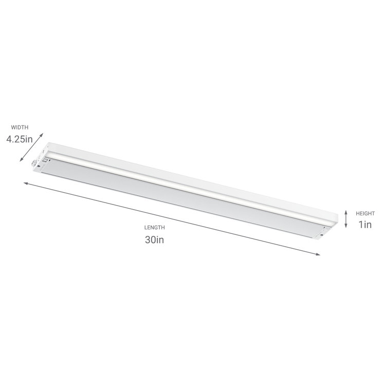 30" White LED Under Cabinet Light Bar with Adjustable Temperature