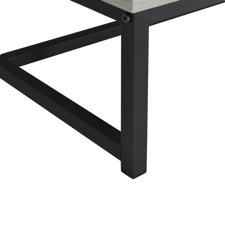Bron Gray Wood and Metal End Table with Storage