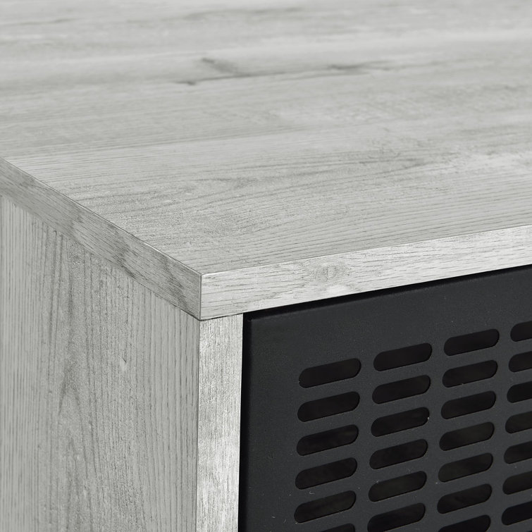 Bron Gray Wood and Metal End Table with Storage
