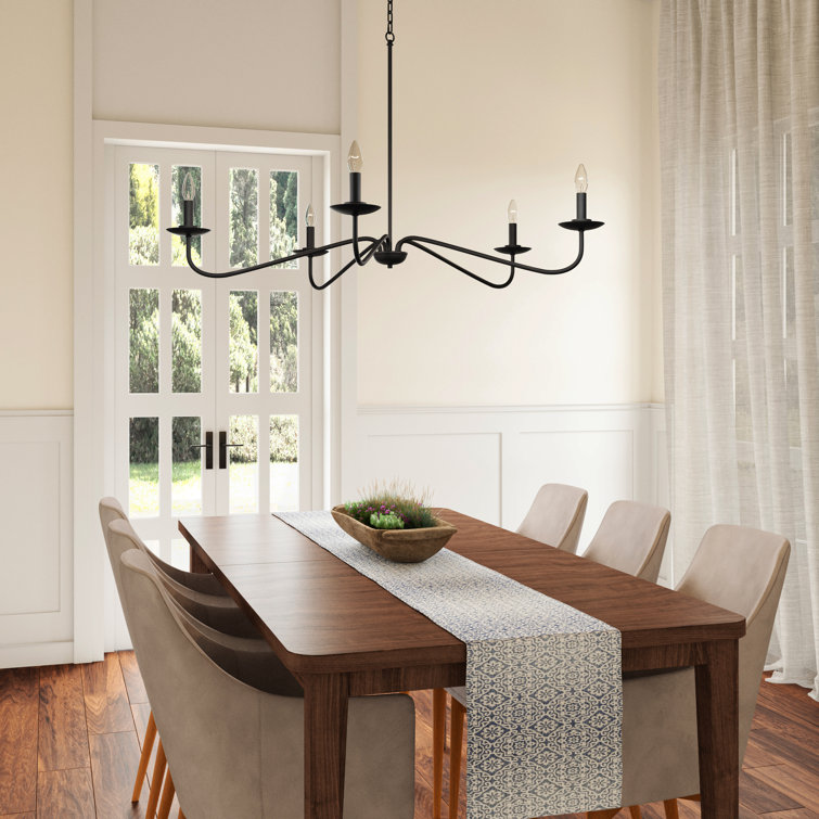 Black Metal 5-Light Candle Style Chandelier