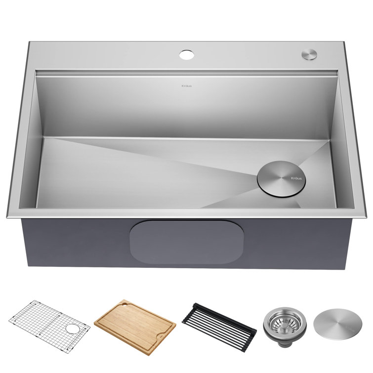 Kore 30-Inch Stainless Steel Drop-In Single Bowl Kitchen Sink