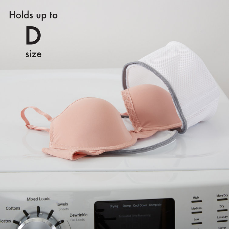 White Polyester Mesh Bra Wash Bags with Zip Closure, Set of 2