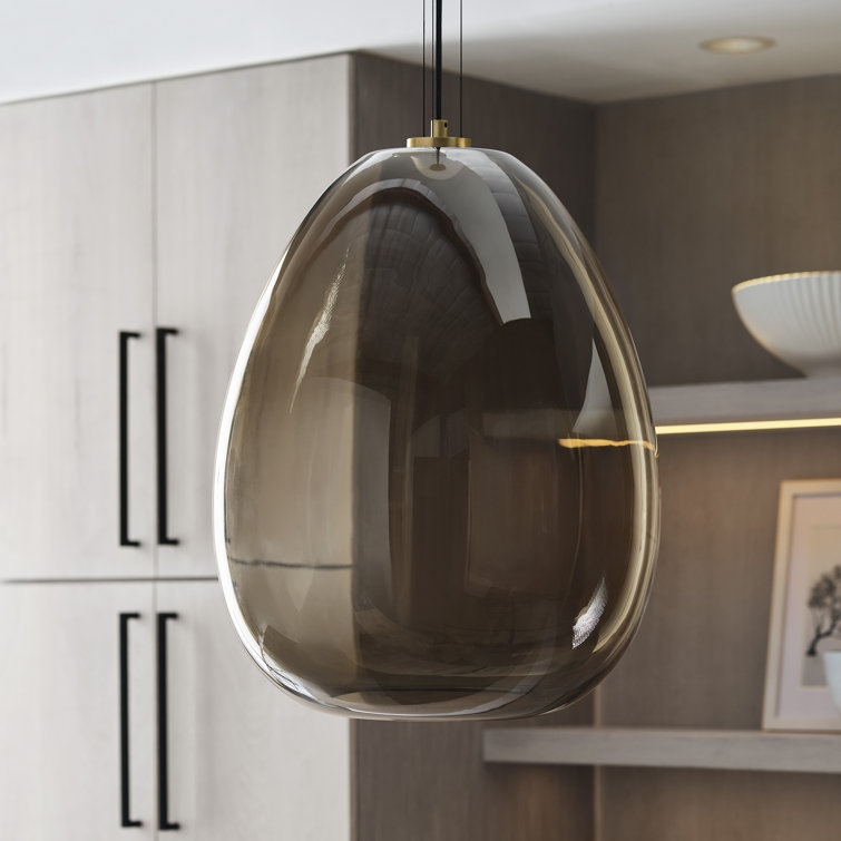 Opal Glass and Brass LED Pendant Light