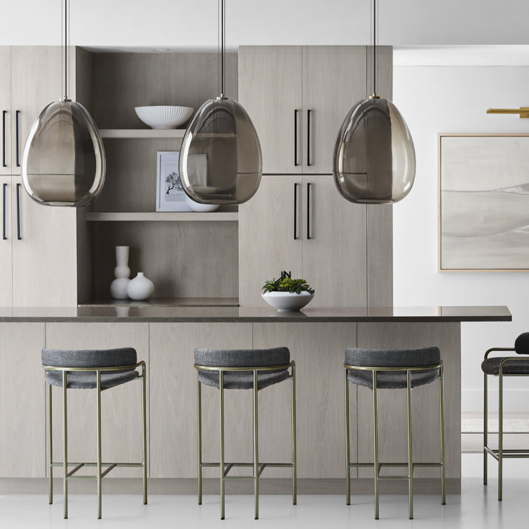Opal Glass and Brass LED Pendant Light